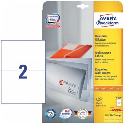 Avery 6176 Weiße Rechteck-Etiketten - Selbstklebend 50 St Avery 6176 Weiße Rechteck-Etiketten - Selbstklebend 50 St