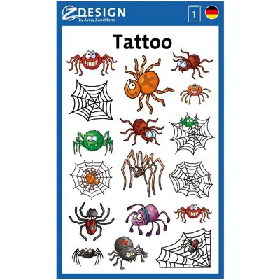 Avery Z-Design Tattoos - Pavouci - Dětský Tetování List 76x120mm Avery Z-Design Tattoos - Pavouci - Dětský Tetování List 76x120mm