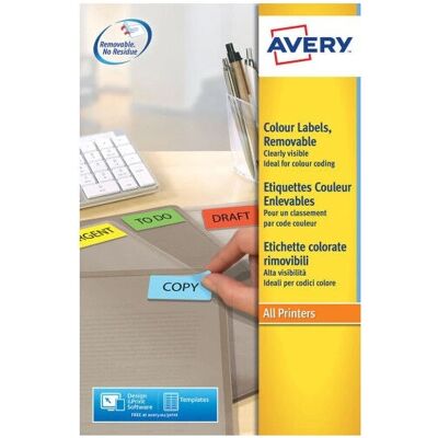 Avery L6077-20 Étiquettes Jaunes Amovibles - Étiquettes - Publicité Avery L6077-20 Étiquettes Jaunes Amovibles - Étiquettes - Publicité