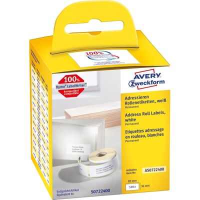 Avery AS0722400 White Rectangular Permanent Labels Avery AS0722400 White Rectangular Permanent Labels