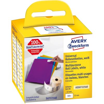 Avery ASS0722540 Label - 500 Rectangular Removable White Avery ASS0722540 Label - 500 Rectangular Removable White