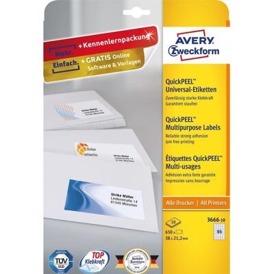 Étiquettes Rectangulaires Blanches Avery 3666-10 - Auto-adhésives permanentes - Publicité Étiquettes Rectangulaires Blanches Avery 3666-10 - Auto-adhésives permanentes - Publicité
