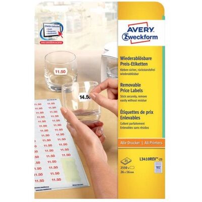Avery L3410REV-25 Weiße ablösbare Etiketten - Etikett Avery L3410REV-25 Weiße ablösbare Etiketten - Etikett