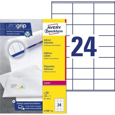 Avery L7180-100 Étiquettes d'impression auto-adhésives blanches - Étiquettes - Publicité Avery L7180-100 Étiquettes d'impression auto-adhésives blanches - Étiquettes - Publicité