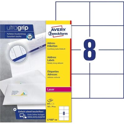 Avery L7183-100 Hvide Selvklebende Printeretiketter - Etiketter til printere Avery L7183-100 Hvide Selvklebende Printeretiketter - Etiketter til printere