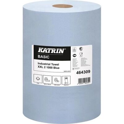 Katrin Modèle 464309 - Serviettes en papier bleues 2 épaisseurs - 1000 feuilles - Publicité Katrin Modèle 464309 - Serviettes en papier bleues 2 épaisseurs - 1000 feuilles - Publicité