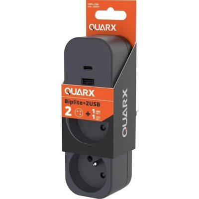 Biplite - QUARX - 2P 16A - Avec USB-A et USB-C, conforme NF - Publicité Biplite - QUARX - 2P 16A - Avec USB-A et USB-C, conforme NF - Publicité
