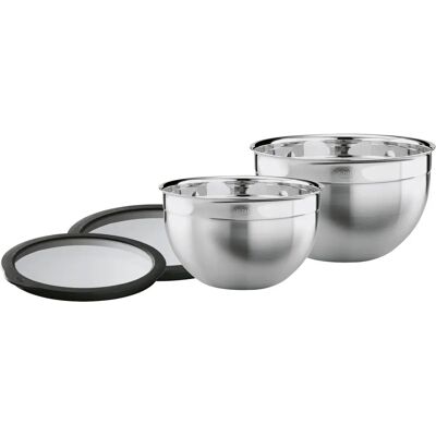 Rösle Stainless Steel Bowls Set with Glass Lids - 20/24cm Rösle Stainless Steel Bowls Set with Glass Lids - 20/24cm