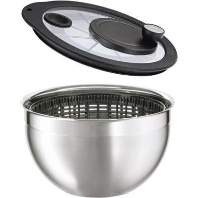 RÖSLE Edelstahl Salatschleuder - 5,4L, Glasdeckel, Ergonomischer Griff RÖSLE Edelstahl Salatschleuder - 5,4L, Glasdeckel, Ergonomischer Griff