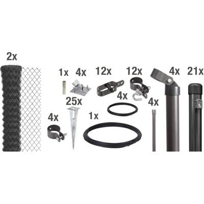 Alberts - Maschendrahtzaun - Anthrazit-Metallic - Fence kit Alberts - Maschendrahtzaun - Anthrazit-Metallic - Fence kit
