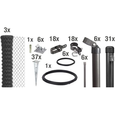 Alberts - Maschendrahtzaun-Set - Anthrazit-Metallic - Chain-link fence set Alberts - Maschendrahtzaun-Set - Anthrazit-Metallic - Chain-link fence set