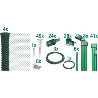 Alberts - Maschendrahtzaun Komplettset - Grün - 1 m hoch - Fence kit Alberts - Maschendrahtzaun Komplettset - Grün - 1 m hoch - Fence kit