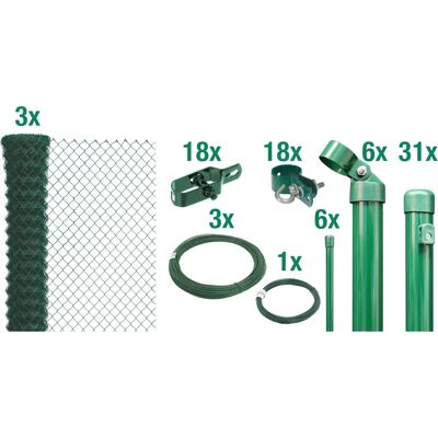 Alberts - Maschendrahtzaun Komplettset - Grün - 2 m hoch - Fence set Alberts - Maschendrahtzaun Komplettset - Grün - 2 m hoch - Fence set
