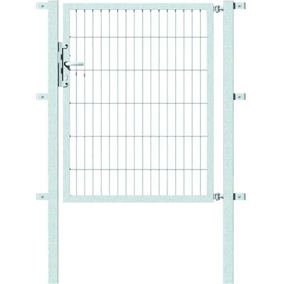 ALBERTS Flexo Einzeltür - Stahl, Silber, 100cm x 120cm - Zauntor für Doppelstabmatten ALBERTS Flexo Einzeltür - Stahl, Silber, 100cm x 120cm - Zauntor für Doppelstabmatten