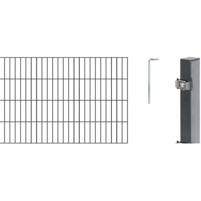 Alberts Komplettzaunset - Doppelstabmatten, Anthrazit, 2m breit, 80cm hoch Alberts Komplettzaunset - Doppelstabmatten, Anthrazit, 2m breit, 80cm hoch