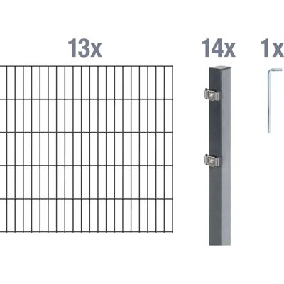 Alberts Komplettset Doppelstabmattenzaun - Anthrazit, 2m Matten, 80-200cm Höhe Alberts Komplettset Doppelstabmattenzaun - Anthrazit, 2m Matten, 80-200cm Höhe