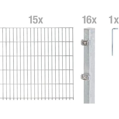Alberts Stahlgitterzaun Komplettset - 2m Höhe, 4-30m Länge, Rostfrei Alberts Stahlgitterzaun Komplettset - 2m Höhe, 4-30m Länge, Rostfrei