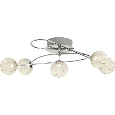 Lampada Sospensione LED 5 Fiamme Brillante Cromo Lampada Sospensione LED 5 Fiamme Brillante Cromo