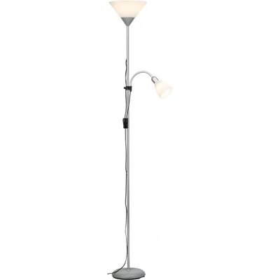 Lampadaire LED Argent/Blanc Spari - Lumière de lecture Lampadaire LED Argent/Blanc Spari - Lumière de lecture