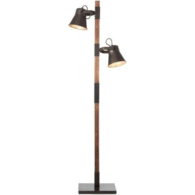 Brilliant Plow Stehlampe - Rustikales Schwarzstahl / Holz Brilliant Plow Stehlampe - Rustikales Schwarzstahl / Holz