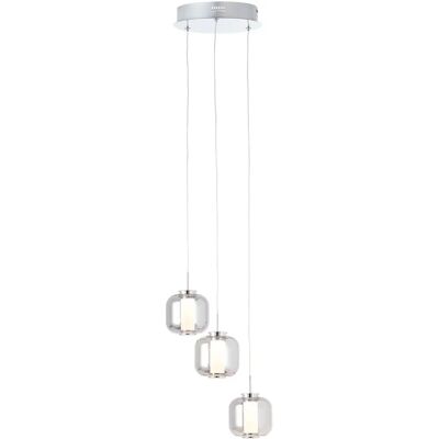 Lámpara colgante Brilliant Rafa 3 Lámparas Cromo / Vidrio ahumado - Techo redondo Lámpara colgante Brilliant Rafa 3 Lámparas Cromo / Vidrio ahumado - Techo redondo
