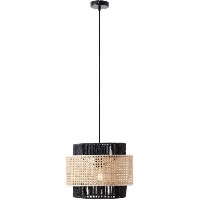 BRILLIANT Arles Pendelleuchte - schwarz matt mit Rattan, Höhe 134,5cm, Durchmesser 36cm BRILLIANT Arles Pendelleuchte - schwarz matt mit Rattan, Höhe 134,5cm, Durchmesser 36cm