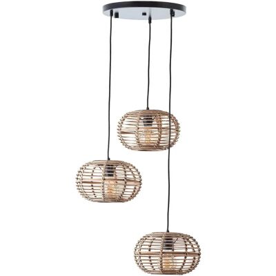 BRILLIANT Holzball Pendelleuchte - Natürliche Holzoptik, 3 Flammen, Schwarz BRILLIANT Holzball Pendelleuchte - Natürliche Holzoptik, 3 Flammen, Schwarz
