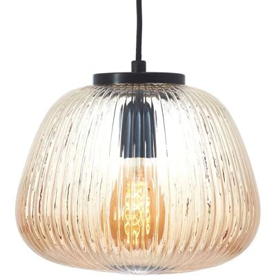 BRILLIANT Kaizen Pendelleuchte - Retro Riffelglas, 25cm, Schwarz BRILLIANT Kaizen Pendelleuchte - Retro Riffelglas, 25cm, Schwarz