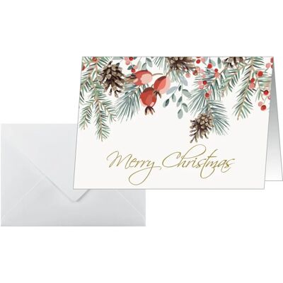 Sigel Weihnachtskarte A6 - Rote Beeren & Tannenzapfen - Weihnachten Sigel Weihnachtskarte A6 - Rote Beeren & Tannenzapfen - Weihnachten