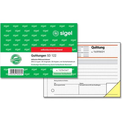 Sigel Formularbuch Quittung - DIN A6 Querformat - 100 Blatt Sigel Formularbuch Quittung - DIN A6 Querformat - 100 Blatt