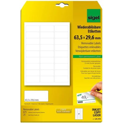 Sigel LA210 White Rounded Rectangle Labels - Labels Sigel LA210 White Rounded Rectangle Labels - Labels