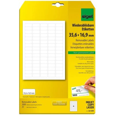 Sigel LA203 Fehér lekerekített téglalap címkék - Labels Sigel LA203 Fehér lekerekített téglalap címkék - Labels