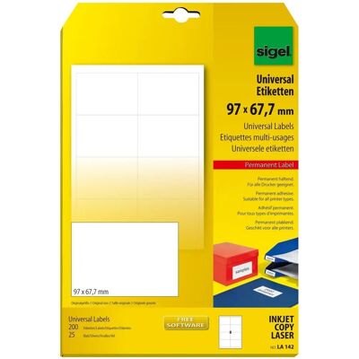 Etiquetas Auto-Adhesivas Blancas Sigel - Rectángulo, 200 pcs - Etiquetas Etiquetas Auto-Adhesivas Blancas Sigel - Rectángulo, 200 pcs - Etiquetas
