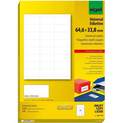 Sigel LA115 White Printer Labels - Printer Labels Sigel LA115 White Printer Labels - Printer Labels