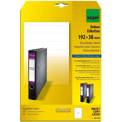 Sigel LA410 White Non-adhesive Printer Label - Printer labels Sigel LA410 White Non-adhesive Printer Label - Printer labels