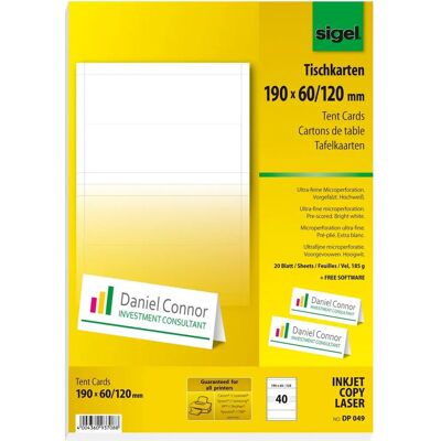 SIGEL - DP049 - blanc éclatant - Table cards - Publicité SIGEL - DP049 - blanc éclatant - Table cards - Publicité