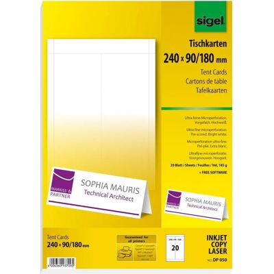 Sigel DP050 Weiße Nicht-Klebe Druckeretiketten - 20 Blätter A4 Sigel DP050 Weiße Nicht-Klebe Druckeretiketten - 20 Blätter A4
