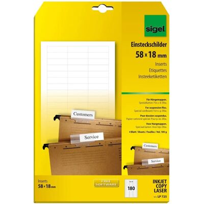 Sigel LP725 Weiße Nicht-Klebemarke - A4, 180 Etiketten Sigel LP725 Weiße Nicht-Klebemarke - A4, 180 Etiketten