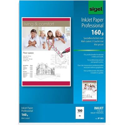 Papel para impresora Sigel IP383 - Mate A3+ 100 hojas Blanco Papel para impresora Sigel IP383 - Mate A3+ 100 hojas Blanco