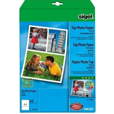 Carta da stampa Sigel IP663 - Lucida - A4 - 125 g/m² - Confezione da 25 Carta da stampa Sigel IP663 - Lucida - A4 - 125 g/m² - Confezione da 25