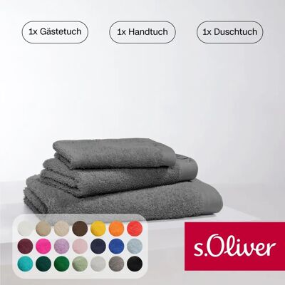 s. Oliver Grau 3-teiliges Handtuch-Set - Bad, Gästetuch & Duschtuch s. Oliver Grau 3-teiliges Handtuch-Set - Bad, Gästetuch & Duschtuch