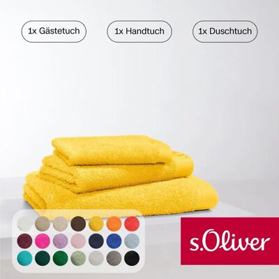 s. Oliver Gelb Baumwoll Handtuch-Set - Bad, Hand, Gäst s. Oliver Gelb Baumwoll Handtuch-Set - Bad, Hand, Gäst