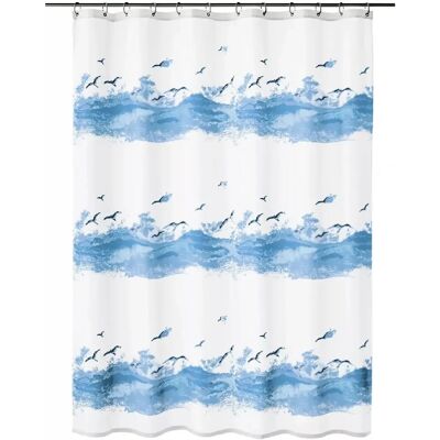 Kleine Wolke Seaside Polyester Blue White Shower Curtain - Shower curtain Kleine Wolke Seaside Polyester Blue White Shower Curtain - Shower curtain