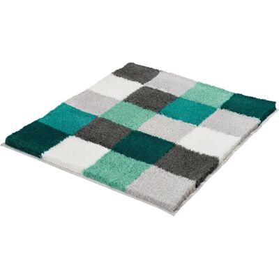 KLEINE WOLKE Caro Rectangular Blue Bath Mat - Bath Mat KLEINE WOLKE Caro Rectangular Blue Bath Mat - Bath Mat