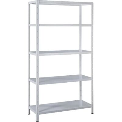 Étagère métallique blanche Schulte Regalwelt - 5 tablettes - 65kg capacité - Publicité Étagère métallique blanche Schulte Regalwelt - 5 tablettes - 65kg capacité - Publicité