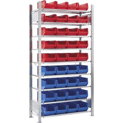 Estantería de acero zincado Eurokraft pro - 2000mm, 36 cajas, 9 estantes Estantería de acero zincado Eurokraft pro - 2000mm, 36 cajas, 9 estantes