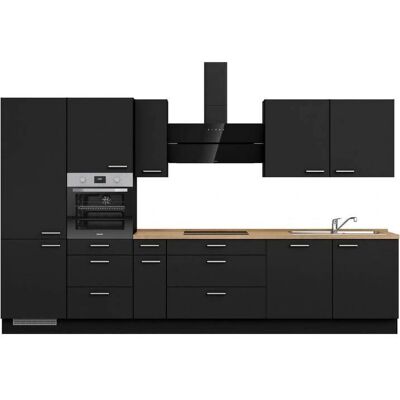 Nobilia Touch II Küchenzeile - Schwarz - Soft-Close, Eiche-Arbeitsplatte Nobilia Touch II Küchenzeile - Schwarz - Soft-Close, Eiche-Arbeitsplatte