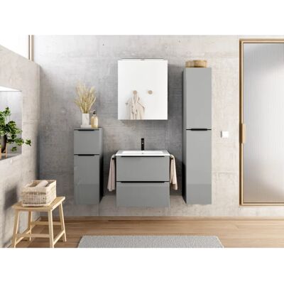Nobilia Levere Badezimmermöbel-Set - Hochglanz, 61cm Breite, Grau Nobilia Levere Badezimmermöbel-Set - Hochglanz, 61cm Breite, Grau