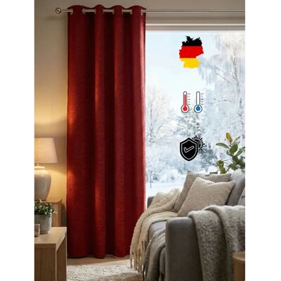 WIRTH Trondheim 328 g/m² Vorhang - 132x180cm, rot, Ösen, Chenille, thermisch WIRTH Trondheim 328 g/m² Vorhang - 132x180cm, rot, Ösen, Chenille, thermisch