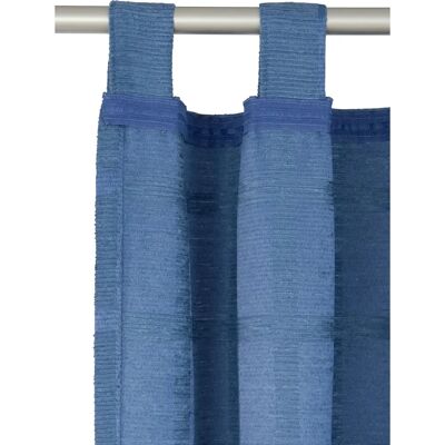 WIRTH Toco-Karo Blaue Chenille Gardine - 225cm x 132cm - Vorhang WIRTH Toco-Karo Blaue Chenille Gardine - 225cm x 132cm - Vorhang